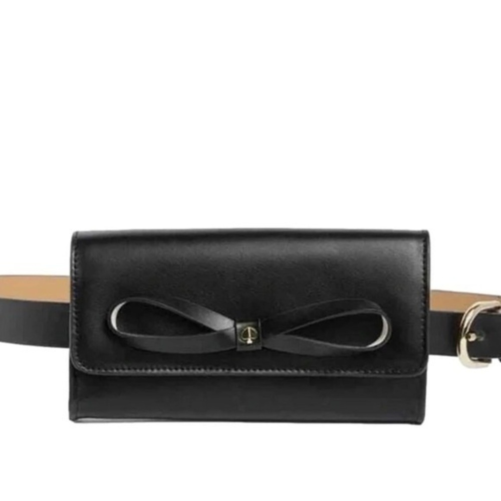 Kate Spade Black Leather Bow Belt Bag    L/XL